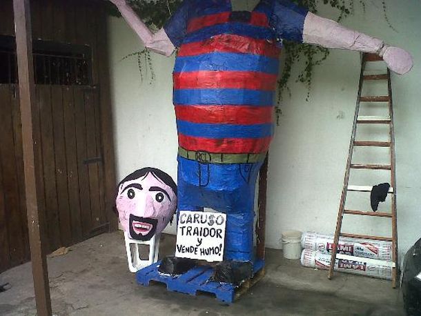 Los hinchas de Quilmes festejarán Año Nuevo con un muñeco de Caruso