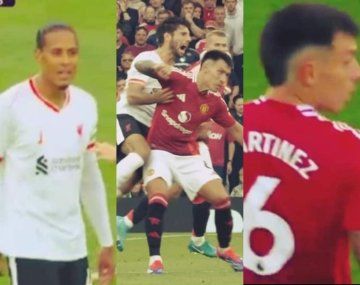 El cruce entre Martínez y Van Dijk en la goleada del Liverpool al United