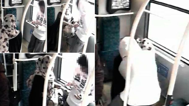 VIDEO: mujer con un velo apuñaló a un joven en un colectivo de Londres