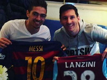 Lanzini cumplió su sueño: se sacó una foto con Messi