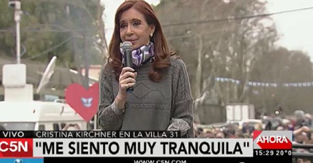 Irónica, CFK desafió a Bullrich: La villa 31 es el lugar más seguro del país, al menos para mí