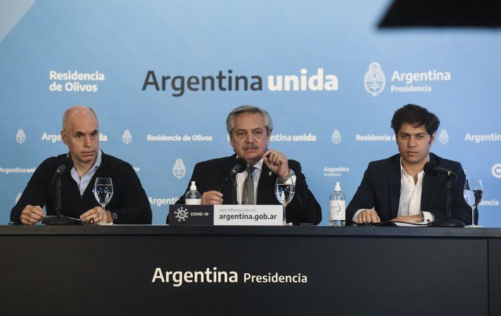 Horacio Rodríguez Larreta, Alberto Fernández y Axel Kicillof