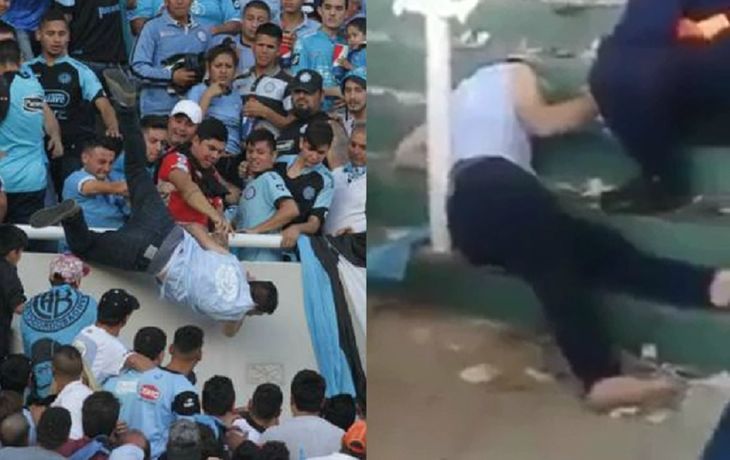 A Emanuel Balbo le robaron la zapatillas tras tirarlo de la tribuna