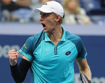 El festejo del sudafricano Kevin Anderson, en su primera final.