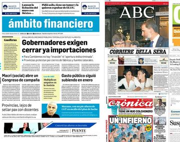 Mirá las tapas de los diarios