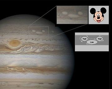 Insólito: un astrónomo encontró al ratón Mickey en la superficie Júpiter