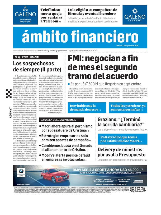 Tapas de diarios del martes 7 de agosto de 2018