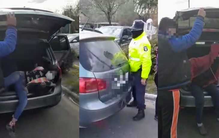 Llevaban a sus hijos de 12 y 13 años en el baúl del auto por la autopista del Buen Ayre