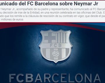 Comunicado del Barcelona por la posible salida de Neymar