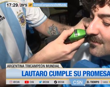 Lautaro Maislin cumplió su promesa y se afeitó el bigote