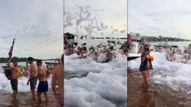 Escándalo en Corrientes: fiesta de la espuma con 300 personas en el río y sin ningún protocolo