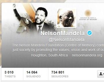 El tuit publicado en la cuenta de Mandela tras su muerte