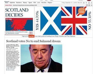 Así reflejó la prensa mundial el triunfo del no en el referéndum escocés
