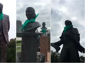Estatuas famosas de La Plata, a favor del aborto