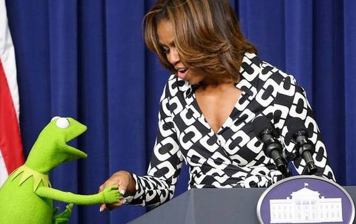 La rana René visitó a Michelle Obama en la Casa Blanca