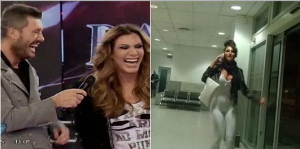 Tinelli, Flor de la V y el peculiar enterito blanco de Xipolitakis en el avión