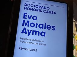 Evo Morales en la UMET - Crédito:&nbsp;@UMETeduar