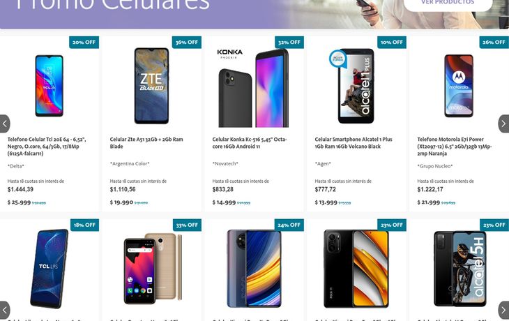 Celulares con 30% de descuento y en 18 cuotas durante tres días