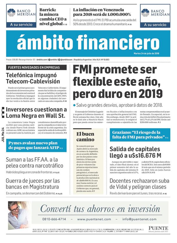 Tapas de diarios del martes 24 de julio de 2018