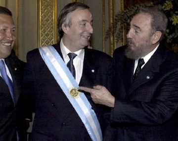 Hugo Chávez, Néstor Kirchner y Fidel Castro