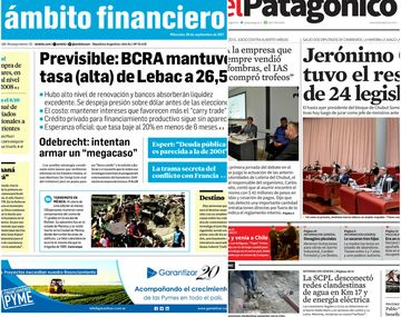 Tapas de diarios del miércoles 20de septiembre de 2017