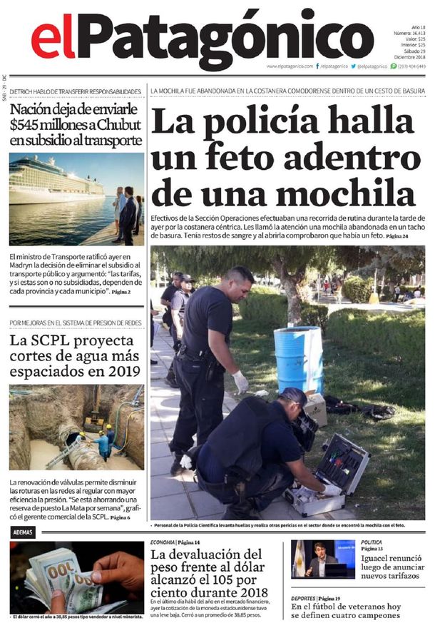 Tapas de diarios del sábado 29 de diciembre de 2018