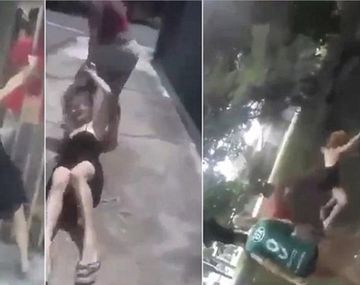 La arrastró de los pelos y la tiró de un puente