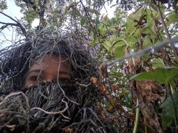Se vistió de árbol para fotografiar el pedido de casamiento a su hermana