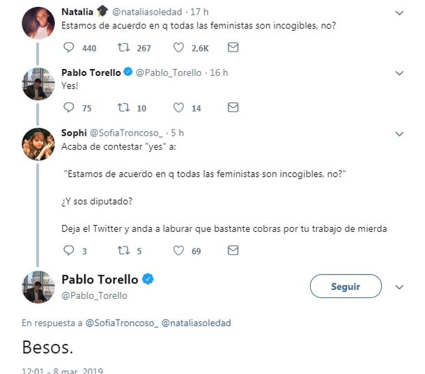 El comentario misógino y machista del diputado de Cambiemos Pablo Torello en Twitter