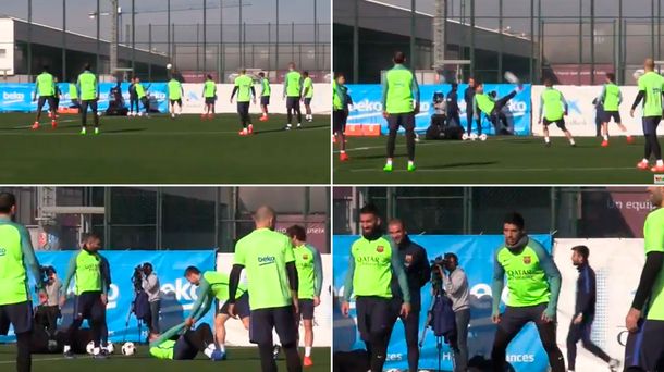 La chilena de Suárez en pleno entrenamiento