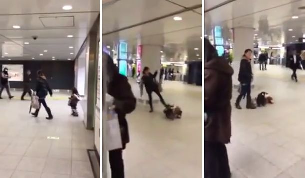 VIDEO: una madre patea a su hija en la cabeza en plena estación de tren