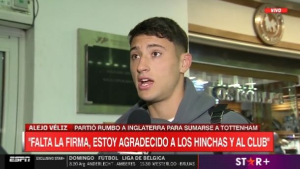 Alejo Veliz viaja a Inglaterra para firmar con el Tottenham