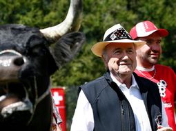 la vaca atada: blatter reaparecio en suiza y recibio un curioso regalo la vaca atada: blatter reaparecio en suiza y recibio un curioso regalo