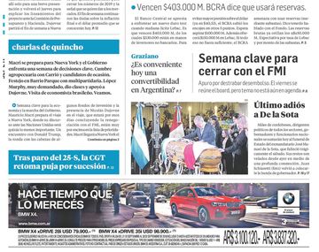 Tapas de diarios del lunes 17 de septiembre de 2018