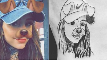 Un fanático se tatuó la cara de Cande Tinelli. Un fanático se tatuó la cara de Cande Tinelli.