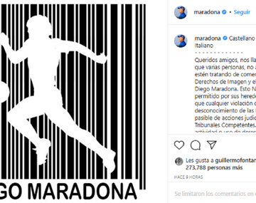 No está permitido por sus herederos: el nuevo mensaje en el Instagram de Diego Maradona
