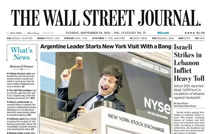 El Presidente es protagonista de la tapa de The Wall Street Journal de este martes