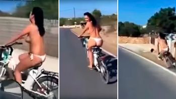 video: salio a pasear en bici en topless, la filmaron y termino en el suelo video: salio a pasear en bici en topless, la filmaron y termino en el suelo
