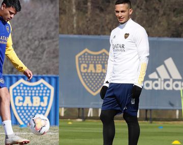 Walter Bou e Iv&aacute;n Marcone durante los entrenamientos de Boca antes de dar positivo de coronavirus