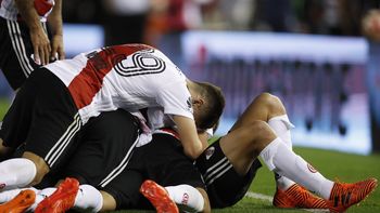 El festejo del Millonario en la ida en Núñez El festejo del Millonario en la ida en Núñez