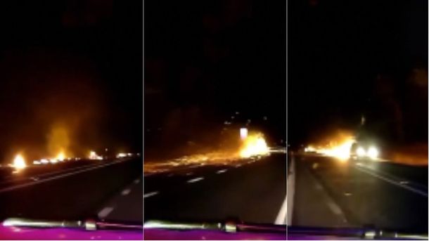 VIDEO: un patrullero persiguió una bola de fuego en la ruta