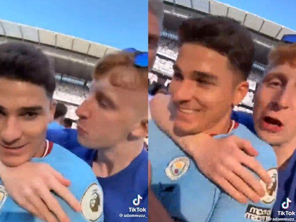 Locura por Julián Álvarez: un hincha del Manchester City entró a la cancha y le dio un beso