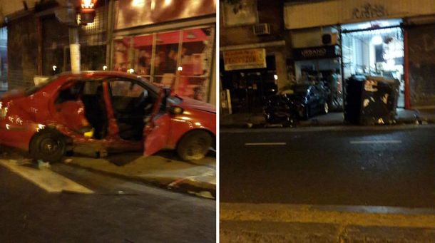 Violento choque en Caballito: dos autos quedaron incrustados en comercios