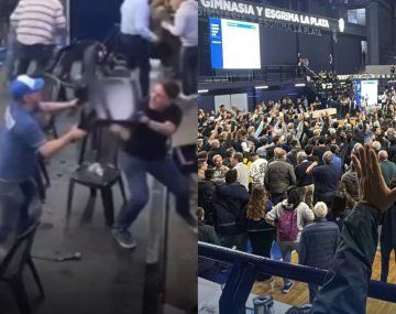 Caos en Gimnasia: sillazos y golpes en una asamblea que terminó en escándalo
