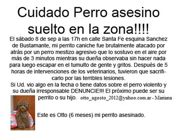 Buscan intensamente a la dueña de un perro asesino