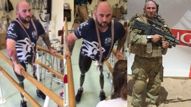 Un soldado que perdió las piernas en Afganistán volvió a caminar