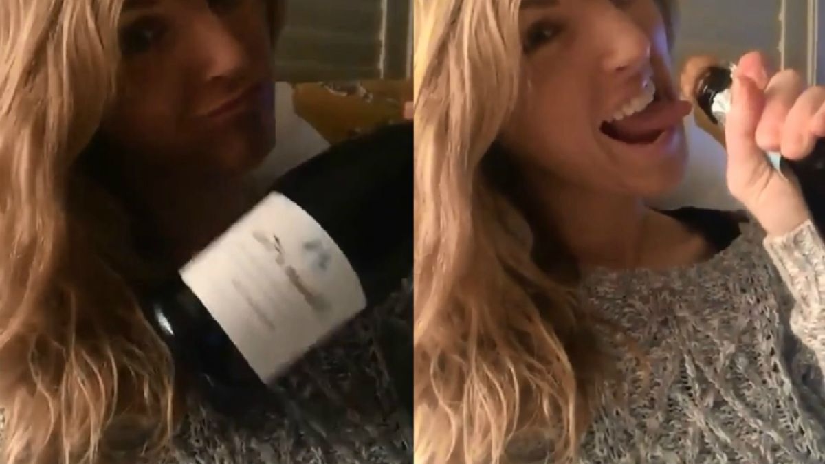 VIDEO: Se quiso hacer la sexy con una botella de champagne y cometió un  doloroso error