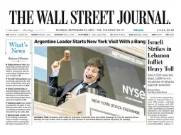 El Presidente es protagonista de la tapa de The Wall Street Journal de este martes El Presidente es protagonista de la tapa de The Wall Street Journal de este martes