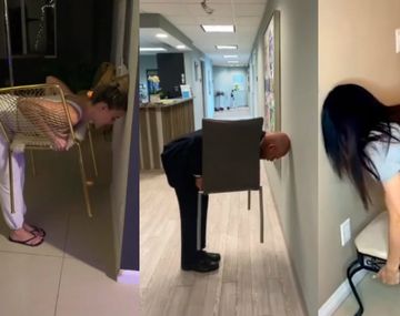 {altText(¿Será cierto que los hombres no pueden hacer este desafío?,Cómo es el #ChairChallenge, el desafío viral que no le sale a los hombres)}