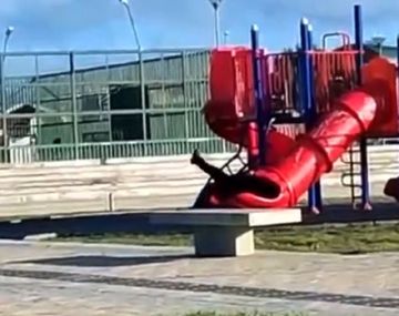 El video viral de Gabriel Boric atrapado en un tobogán